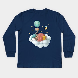 Dreaming bear on the cloud Kids Long Sleeve T-Shirt